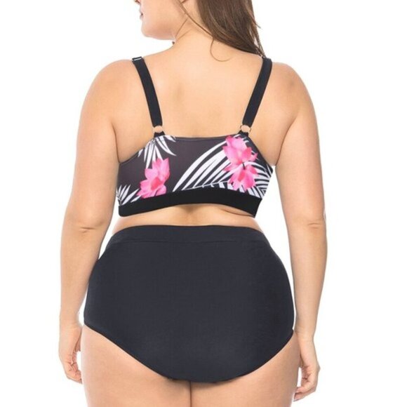 TROPICAL HIGH WAIST 2 PIECE BIKINI SWIMSUIT (RUNS SMALL) - Picture 2 of 15